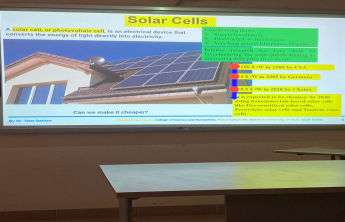 ورشة عمل بعنوان (فيزياء الأسطح البينية لحصاد الطاقة الشمسية ومعالجة البيئة) في كلية العلوم بالخرج